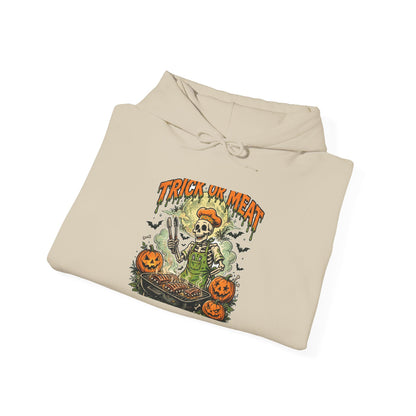 Trick or Meat Hoodie — Funny Halloween BBQ Skeleton Pullover