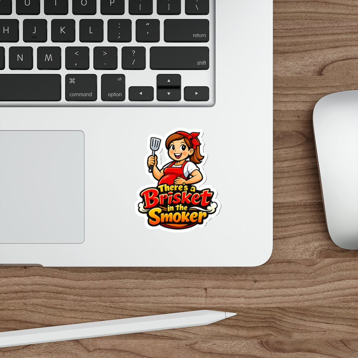 There's a Brisket in the Smoker Die-Cut Sticker — Funny BBQ Sticker