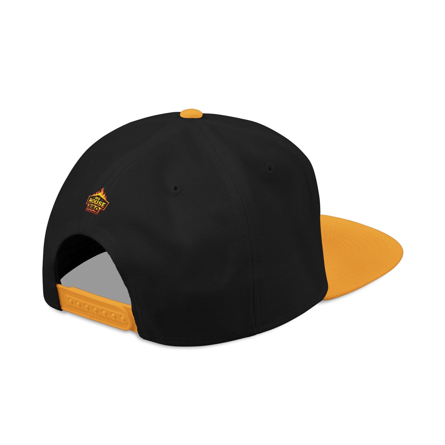 Embroidered Orange Mascot Snapback Hat — Retro Sports Logo Cap