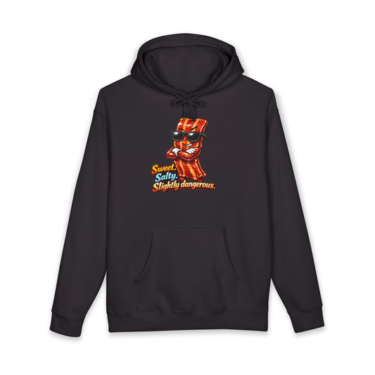 Bacon Character Hoodie — "Sweet, Salty & Slightly Dangerous" Graphic Pullover