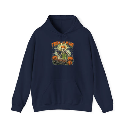 Trick or Meat Hoodie — Funny Halloween BBQ Skeleton Pullover