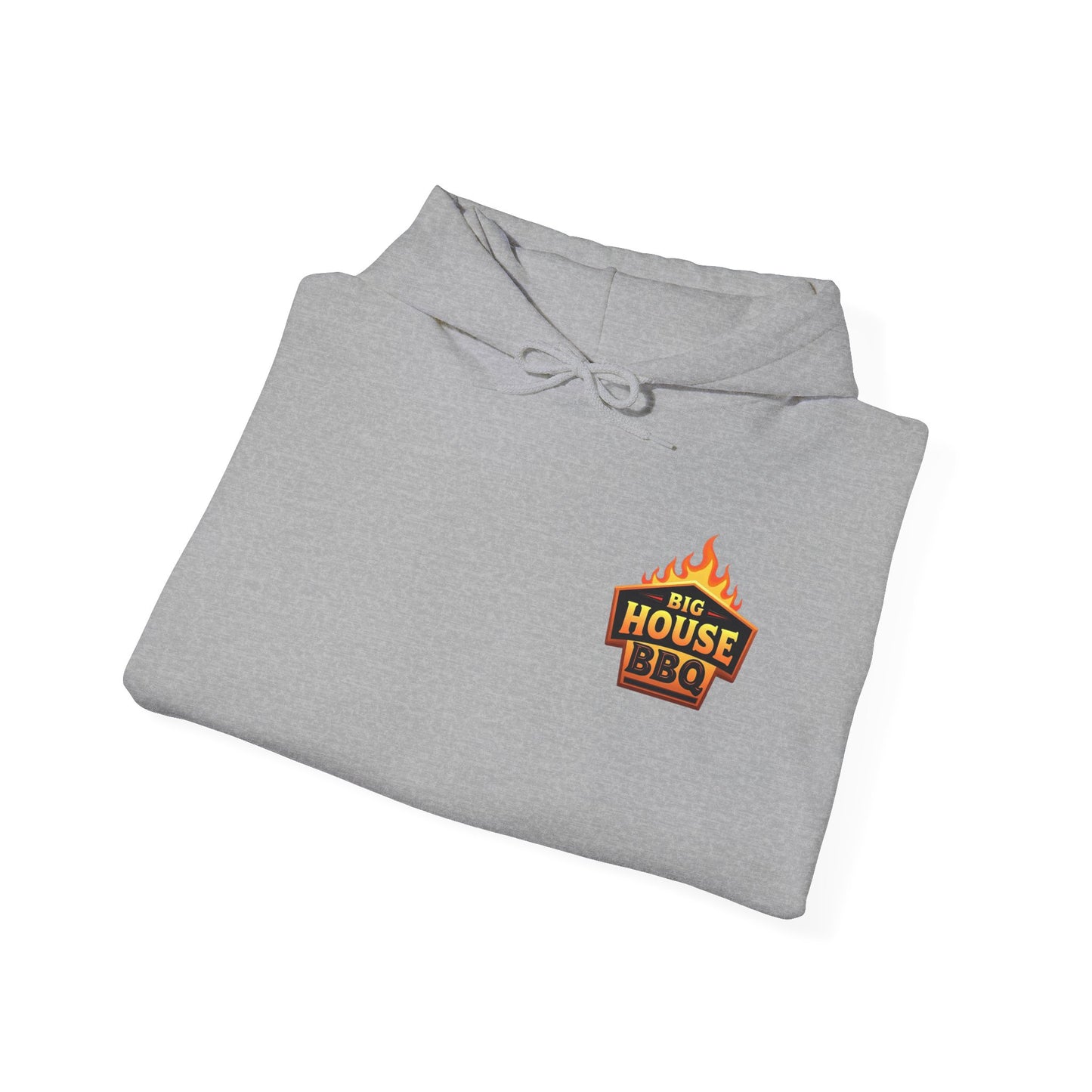 Big House BBQ Hoodie — Flame Logo Pullover for Grill Lovers