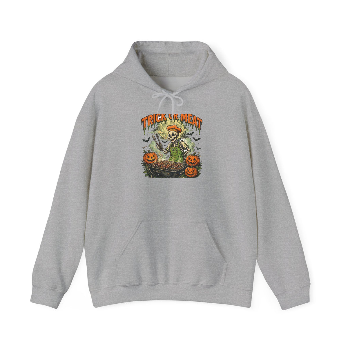 Trick or Meat Hoodie — Funny Halloween BBQ Skeleton Pullover