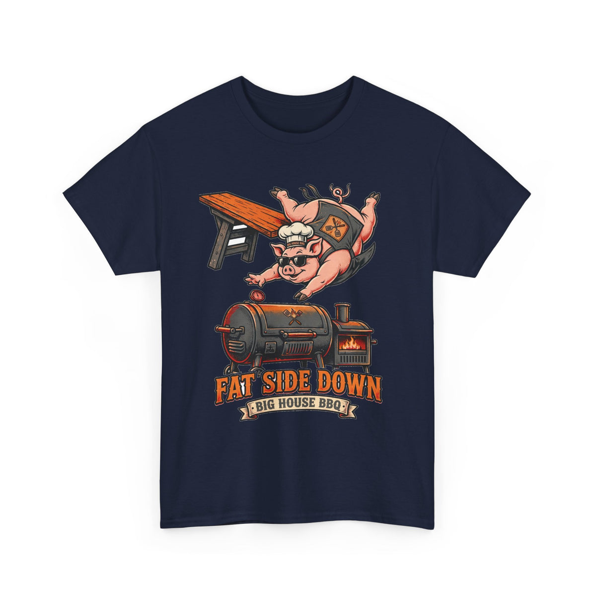 Fat Side Down Tee — Funny BBQ Pig Pitmaster Shirt