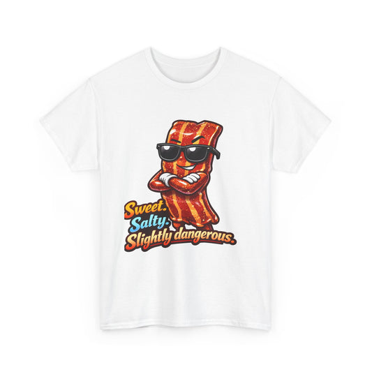 Sweet, Salty & Slightly Dangerous Tee — Funny BBQ Bacon Character T-Shirt