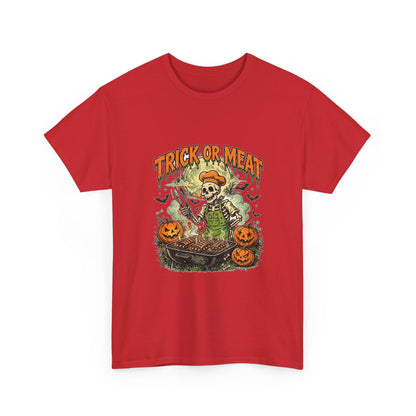 Trick or Meat Tee — Funny Halloween BBQ Skeleton T-Shirt