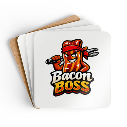 Bacon Boss Coasters — Funny BBQ Cork Coaster Set of 4