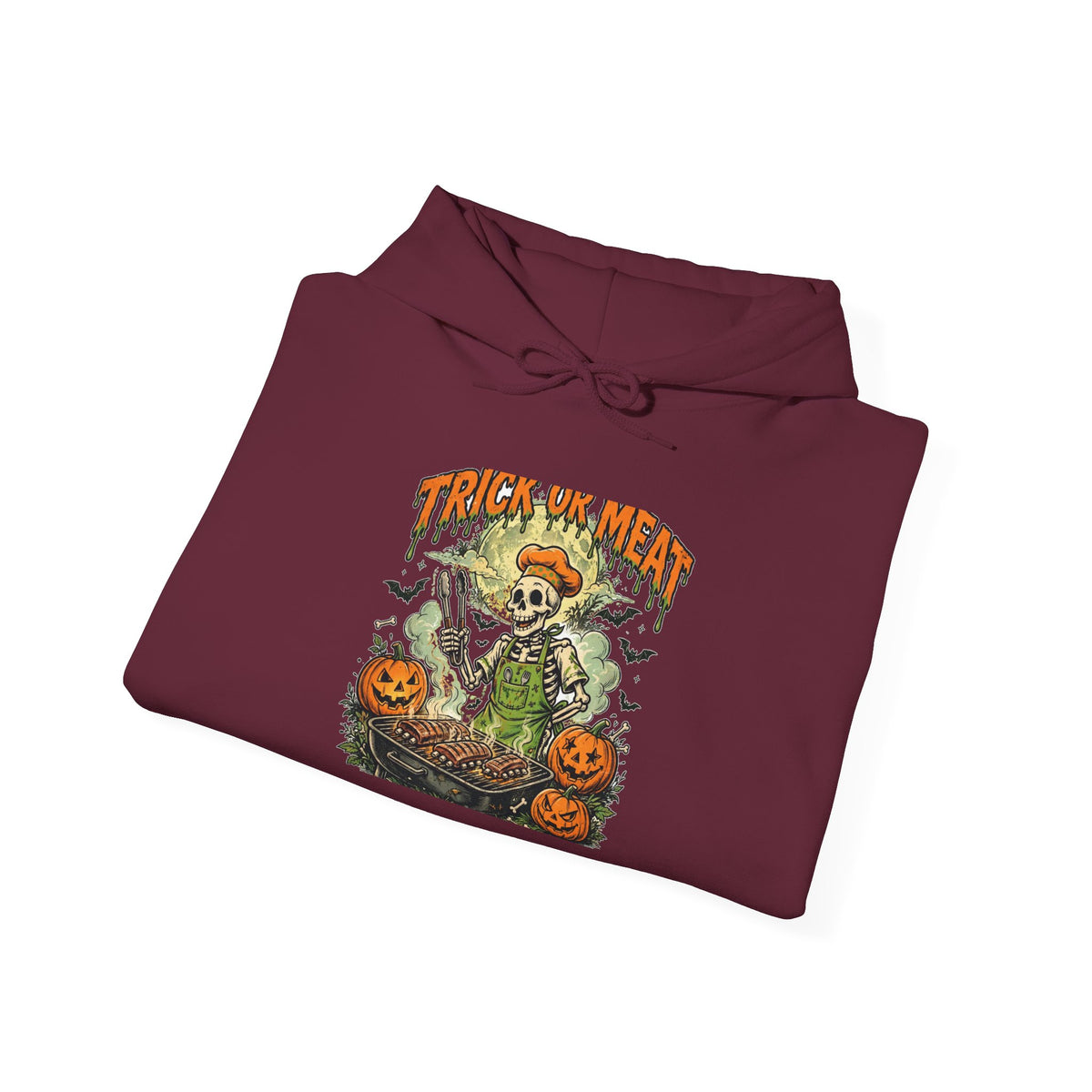 Trick or Meat Hoodie — Funny Halloween BBQ Skeleton Pullover