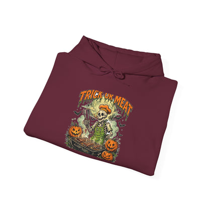 Trick or Meat Hoodie — Funny Halloween BBQ Skeleton Pullover